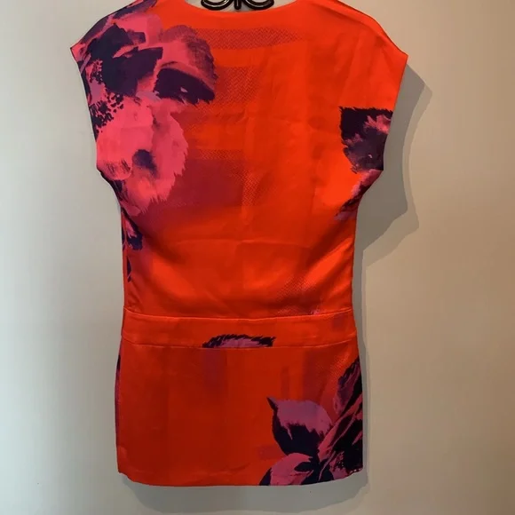 Marciano Red Floral Satin Mini Dress - Picture 3 of 6